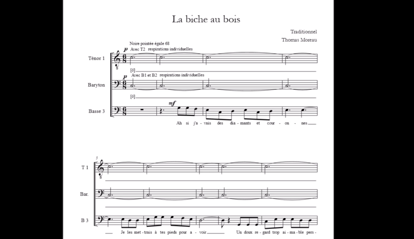 partition "La biche au bois" de Thomas Moreau